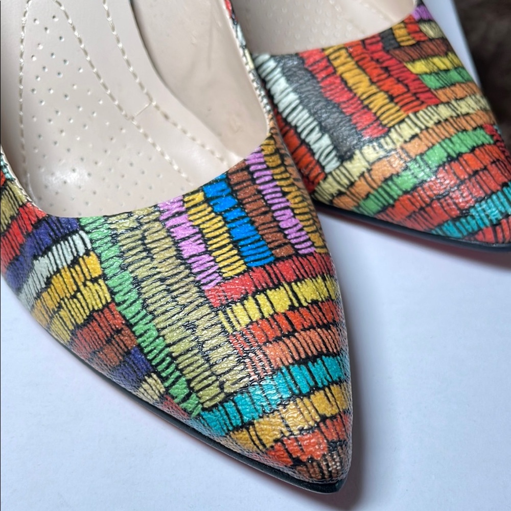 Multicolor Striped High Heel Pumps - Women - Picture 5 of 8